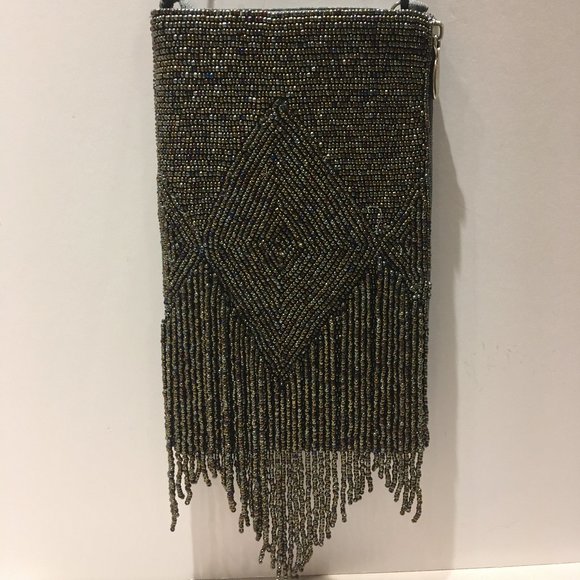 GRAY BEADED PHONE BAG - Picture 1 of 14